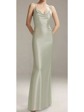 AW BRIDAL sz 6 S NIA green sage satin bridesmaid party maxi dress NEW 0B7